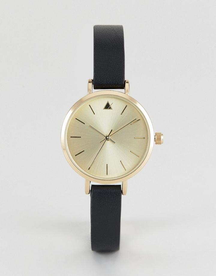 Asos Premium Engraved Case Leather Watch - Black