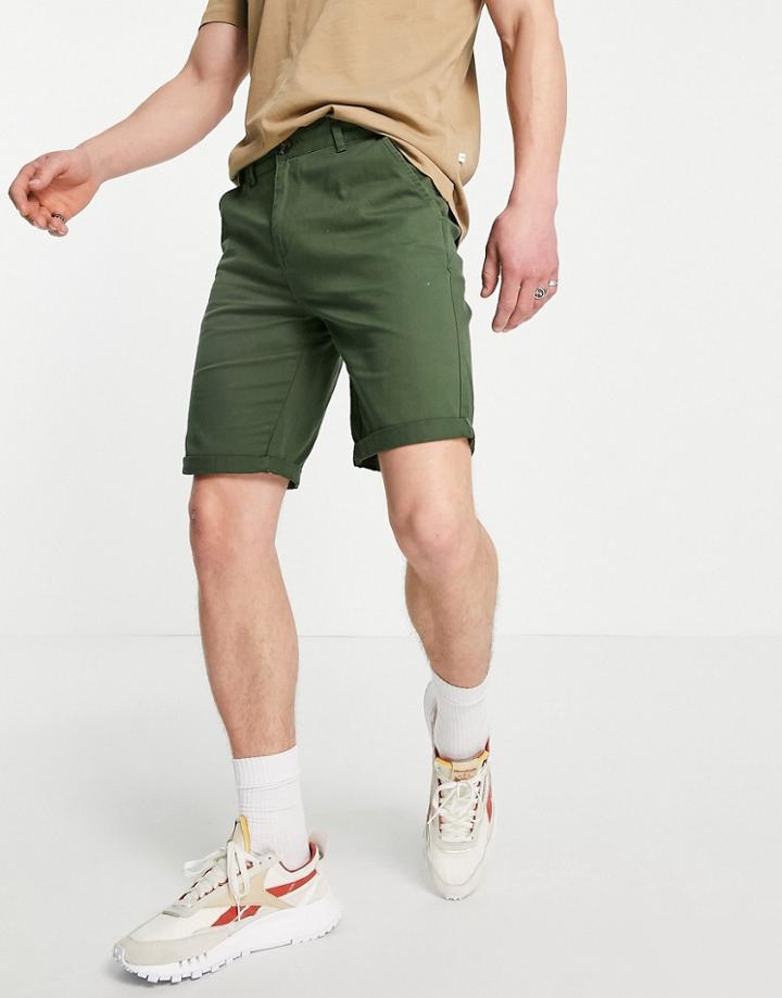 Le Breve Chino Shorts In Khaki-green