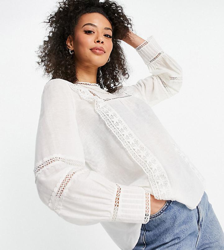 Vero Moda Tall Blouse With Lace Inserts In White