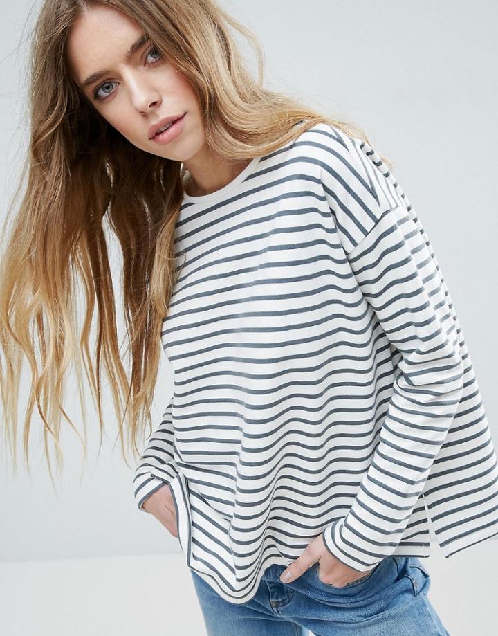 Asos Top With Long Sleeves In Baby Loopback Stripe - Multi