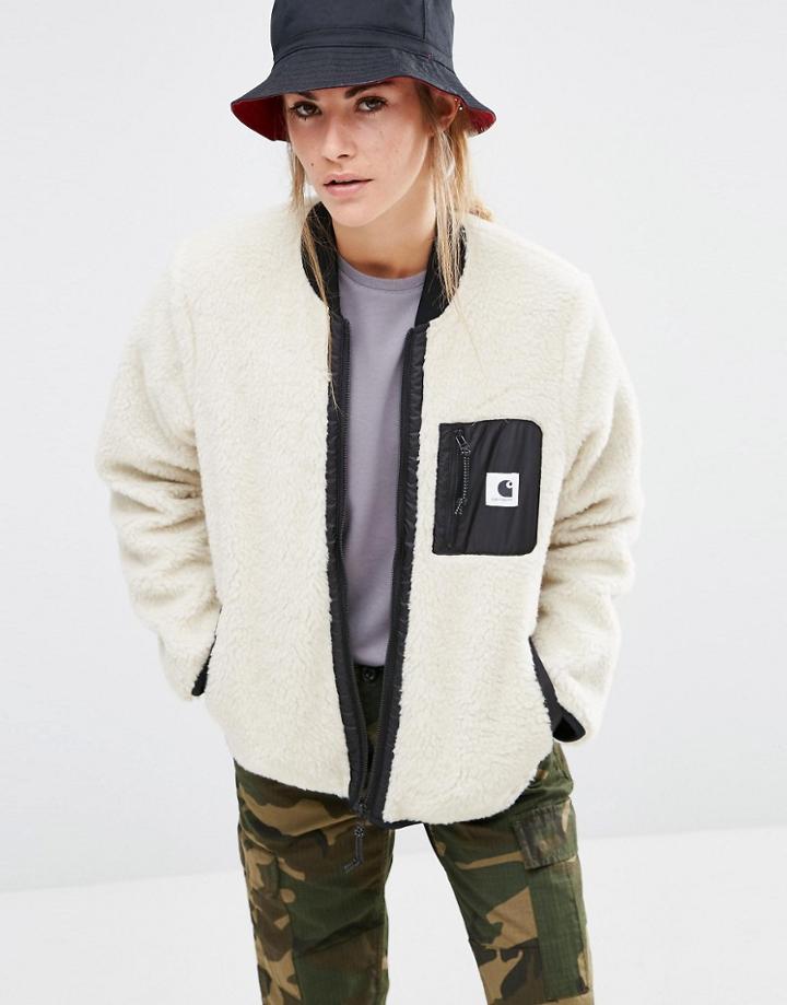Carhartt Wip Fleece Janet Liner Jacket With Contrast Zips - Cream