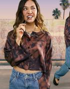 Asos Design Long Sleeve Button Up Top In Tie Dye-multi