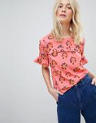 Vero Moda Floral Blouse With Ruffle Panel - Multi