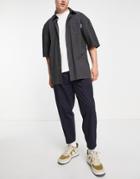 Fred Perry Twill Cropped Tapered Pants In Navy