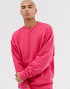 Asos Design Oversized Sweatshirt In Bright Pink