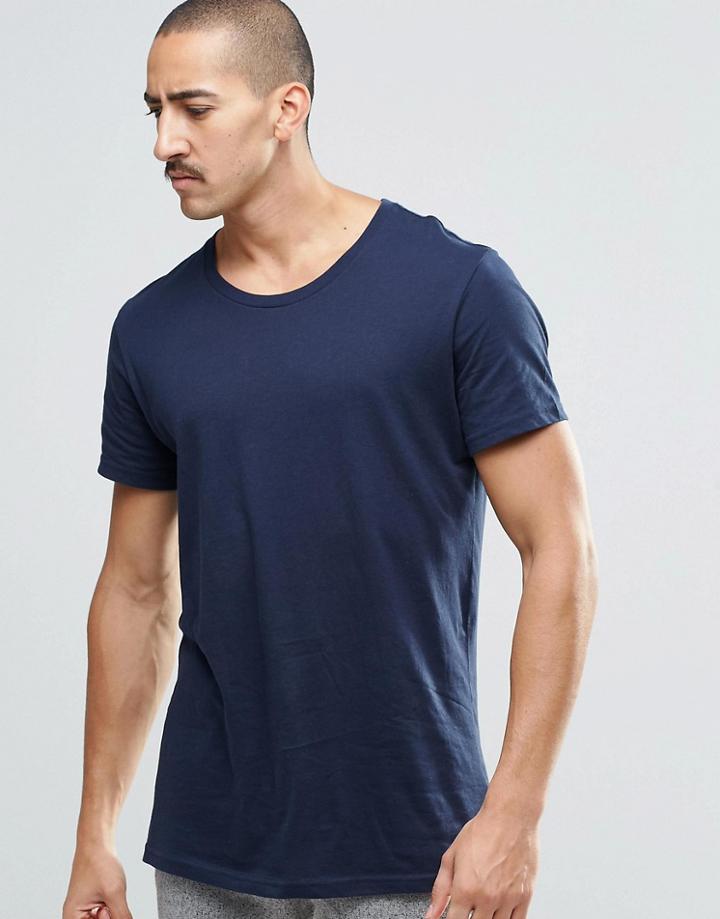 Weekday Short Sleeve T-shirt In Dark Blue - Blue
