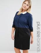 Junarose Color Block Woven Shirt Dress With Hi Lo Hem - Multi