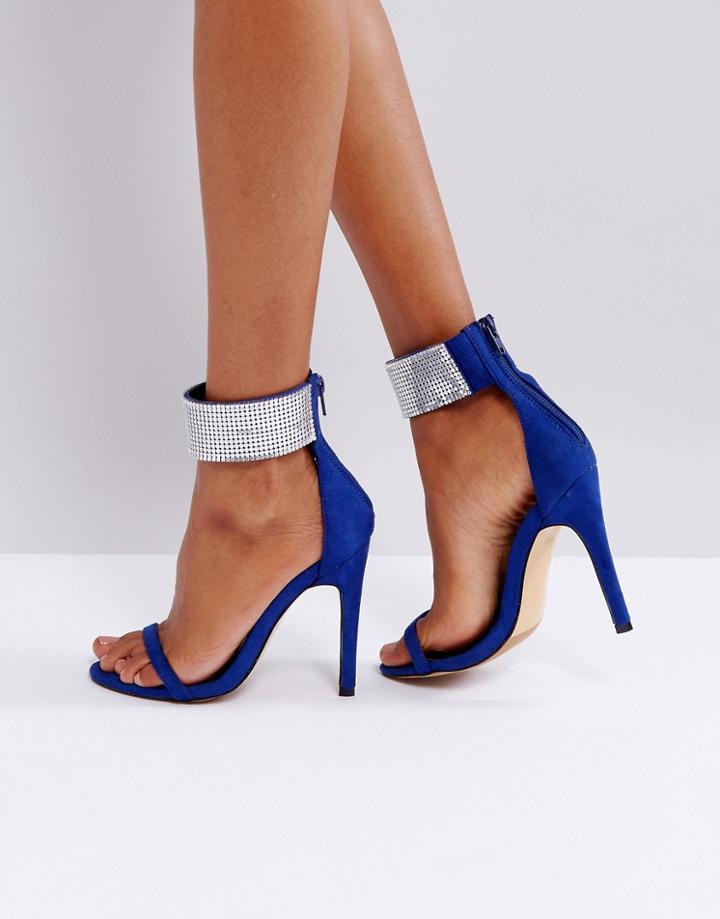 Truffle Collection Bling Cuff Heel Sandal - Blue