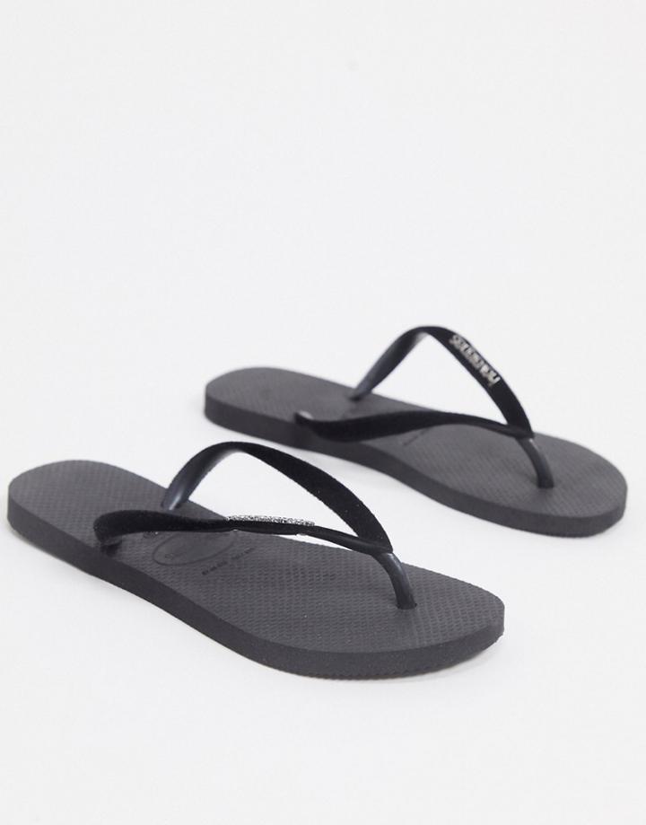 Havaianas Slim Velvet Flip Flops In Black