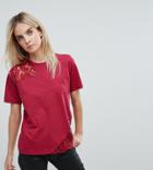 Asos Petite T-shirt With Lace Detail - Red
