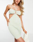 4th & Reckless Sicily Cut Out Halter Knitted Mini Dress In Mint-green