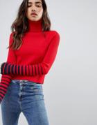 Tommy Hilfiger Gigi Hadid Crop Roll Neck Sweater-red