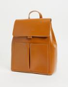 Claudia Canova Two Pocket Flap Backpack In Tan-brown