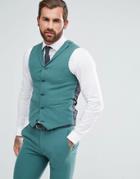 Asos Super Skinny Fit Suit Vest In Peacock Green - Green