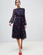 Y.a.s Flow Floral Dress-navy