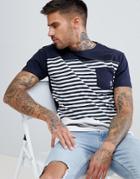 Soul Star Stripe Panel T-shirt - Navy