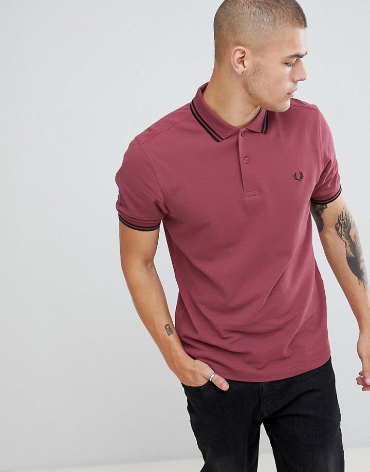 Fred Perry Twin Tipped Polo In Light Burgundy - Red