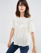 Asos Casual Lace Insert Tee - White