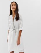 Qed London Tie Waist Dress In White - White