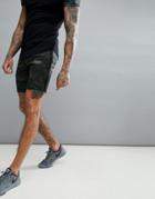 Muscle Monkey Skinny Shorts In Camo - Green
