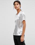 Vila Metallic T-shirt - Silver
