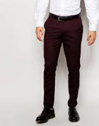 Asos Skinny Smart Trousers In Burgundy - Burgundy
