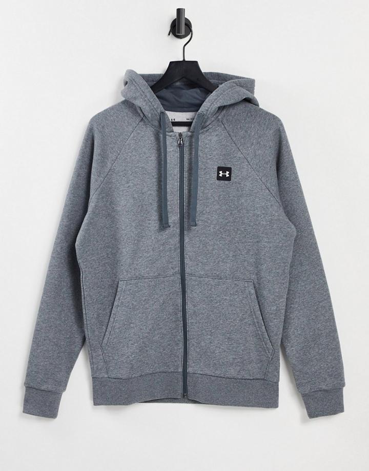 Under Armour Rival Fleece Zip Thru Hoodie In Gray-grey