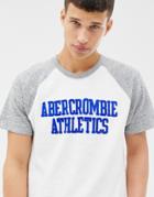 Abercrombie & Fitch Chest Logo Baseball T-shirt In White/gray