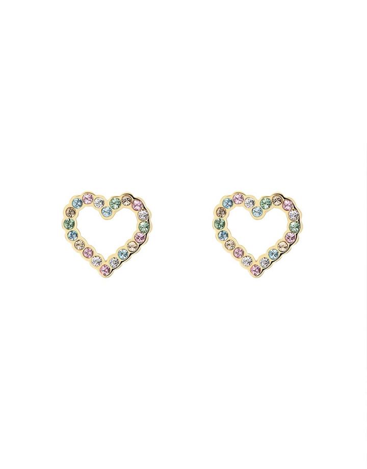 Ted Baker Leenah Crystal Heart Stud Earrings In Rainbow And Gold