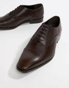 Dune Toe Cap Derby Shoes In Brown Leather - Brown