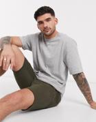 Selected Homme Oversized T-shirt In Heavy Organic Cotton Gray-grey