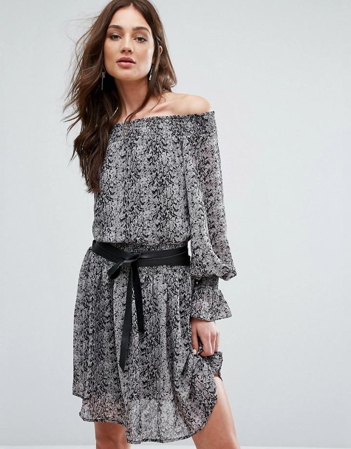 Y.a.s Off-shoulder Python Dress - Multi
