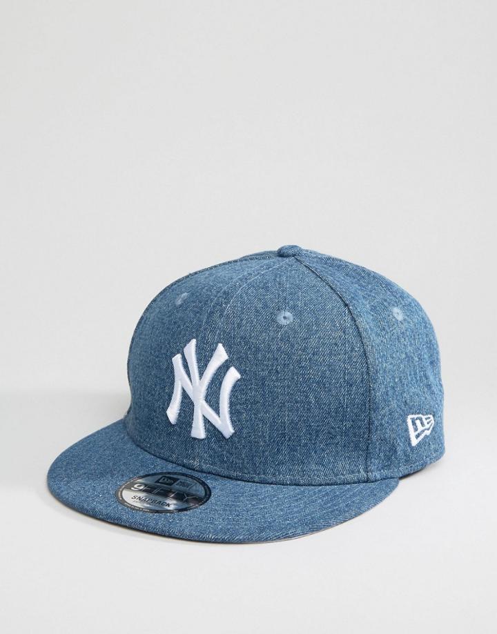 New Era 9fifty Snapback Cap In Denim - Navy