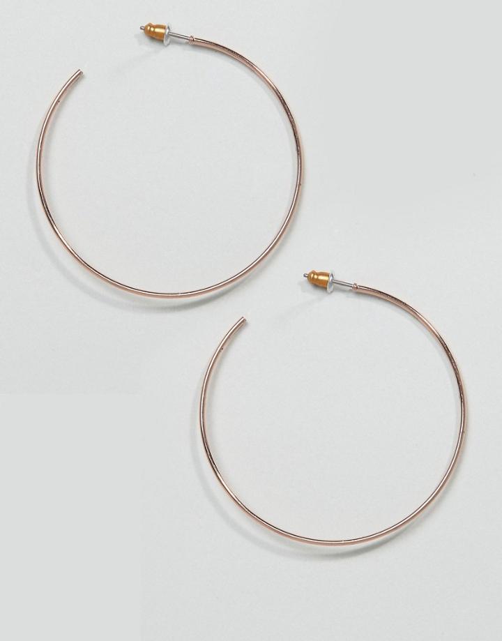 Asos Design Hoop Earrings In 50mm Fine Wire Design In Rose Gold - Copper