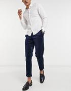 Gianni Feraud Skinny Fit Cropped Velvet Suit Pants-navy