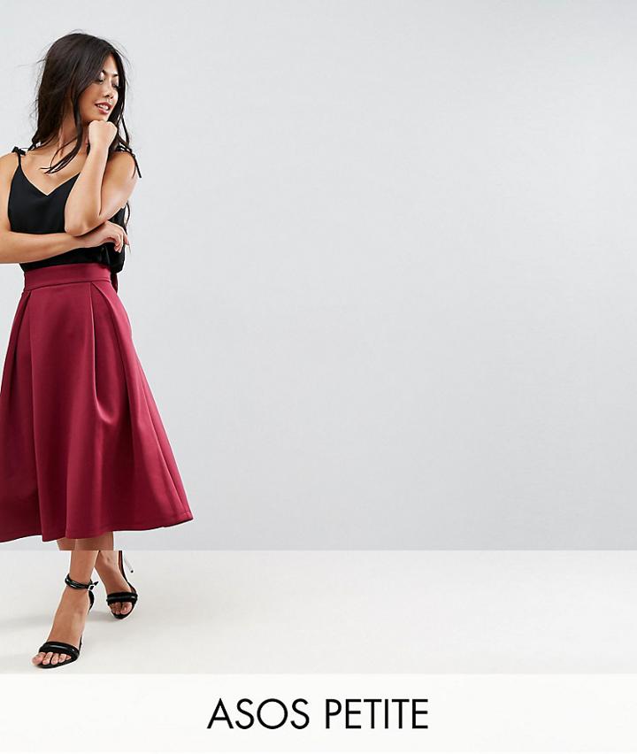 Asos Petite Bow Back Scuba Prom Skirt - Red