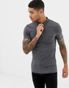 Asos Design Muscle Fit Jersey Polo With Stretch With Zip Neck In Gray