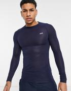 Asos 4505 Base Layer Long Sleeve T-shirt In Mesh-navy