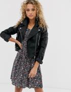 New Look Cropped Pu Jacket In Black - Black
