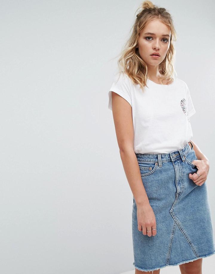 Cheap Monday Skull Floral Logo T-shirt - White