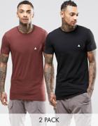 Asos 2 Pack Longline Muscle T-shirt With Logo - Multi