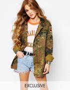 Reclaimed Vintage Oversized Military Festival Jacket In Camo - Camo
