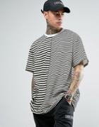 Night Addict Oversized Split Stripe T-shirt - White