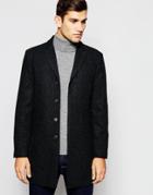 Selected Homme Herringbone Overcoat - Gray