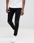 Ringspun Super Skinny Jeans With Ultra Rips-black