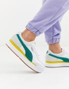Puma Roma Heritage Platform White And Teal Sneakers