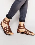 Asos Gladiator Sandals In Leather - Brown