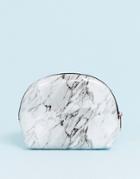 Asos Design Half Moon Makeup Bag In Marble-white