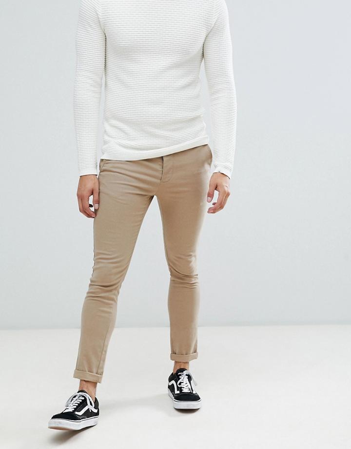 Asos Design Super Skinny Chinos In Stone - Stone