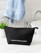 Asos Design Toiletry Bag With Unwritten Futures Slogan - Black